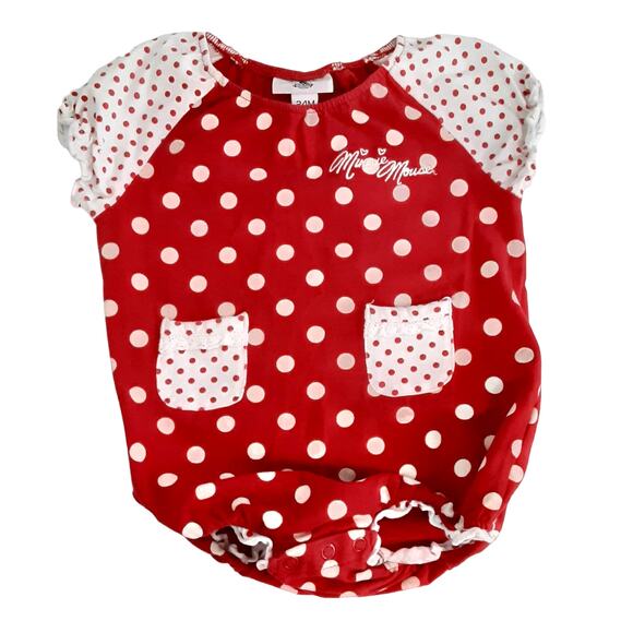 Disney Parks WDW Minnie Mouse Baby Girl 18-24mo One Piece Bodysuit Set of 2 - Picture 3 of 14